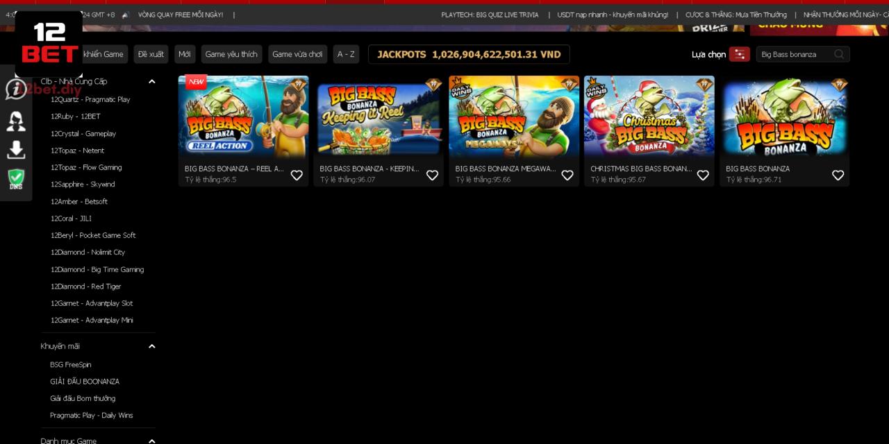 Big Bass Bonanza 12Bet - Quay Hũ Dễ, Nhận Thưởng Thắng Lớn 1 Big Bass Bonanza có tỷ lệ RTP cao giúp người chơi thắng dễ dàng