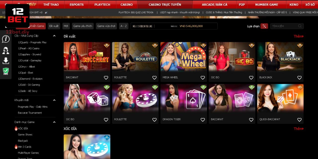 Giới Thiệu 12Bet - Nhà Cái Cá Cược Đẳng Cấp Số 1 Châu Á 4 Đặt cược Casino dành cơ hội thắng lớn