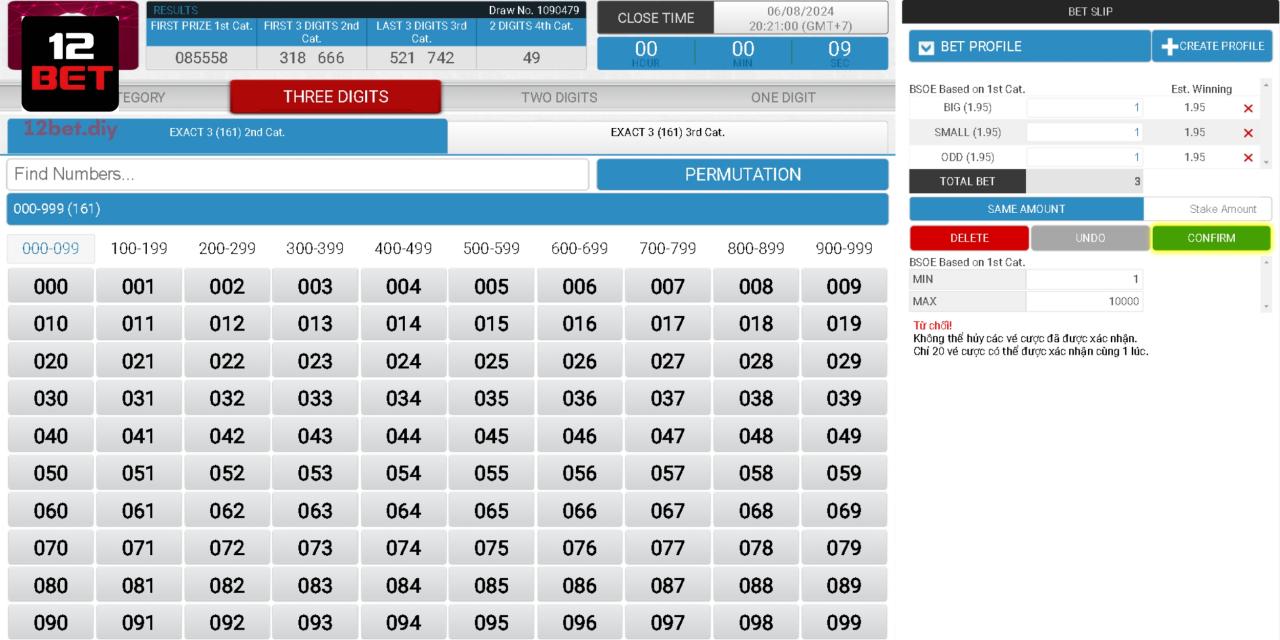 Xổ Số GPI 12Bet – Cơ Hội Thách Thức Để Kiếm Tiền Tỷ Siêu Tốc 3 Đặt cược vào nhóm bộ số 3